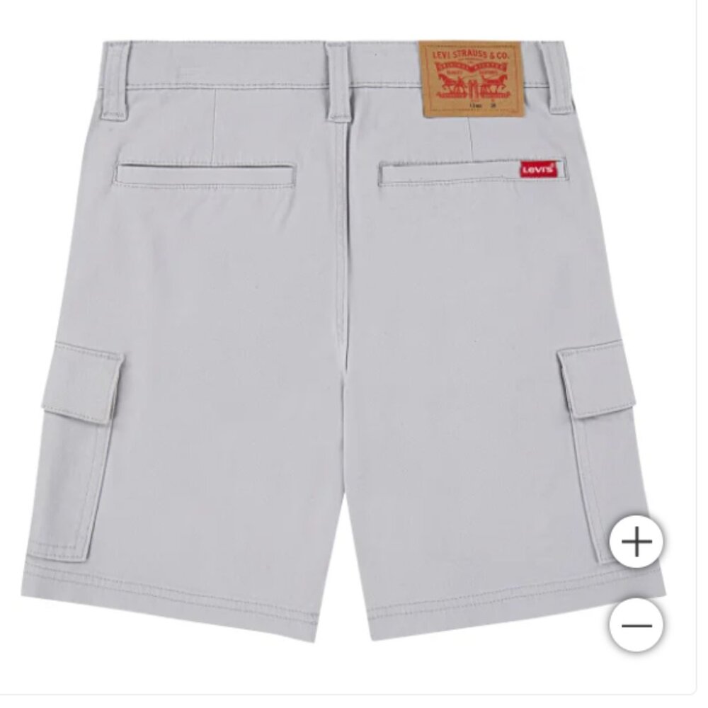 Levi's Boys Shorts Gray Cargo Pockets Adjustable Stretch Waist Slim Fit Size 16